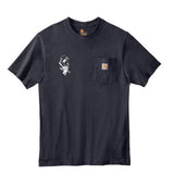 Navy Carhartt® pocket t-shirt featuring the HD Welding Hats logo printed above the left chest pocket.Navy - FRONT
