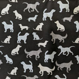 Fabric for the Best Buddy Welding Cap featuring light gray dog silhouettes on a black background — handcrafted by HD Welding Hats.