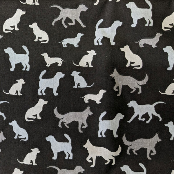 Fabric for the Best Buddy Welding Cap featuring light gray dog silhouettes on a black background — handcrafted by HD Welding Hats.