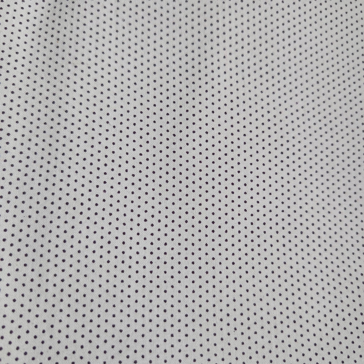 Close-up of the Black Pin Dot Welding Hat fabric showing fine black dots on white cotton — handcrafted by HD Welding Hats.