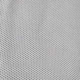 Close-up of the Black Pin Dot Welding Hat fabric showing fine black dots on white cotton — handcrafted by HD Welding Hats.