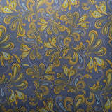 Frontier Paisley Royal Welding Cap – royal blue cotton welding hat with gold and aqua paisley print and FR denim brim, handmade in the USA by HD Welding Hats.