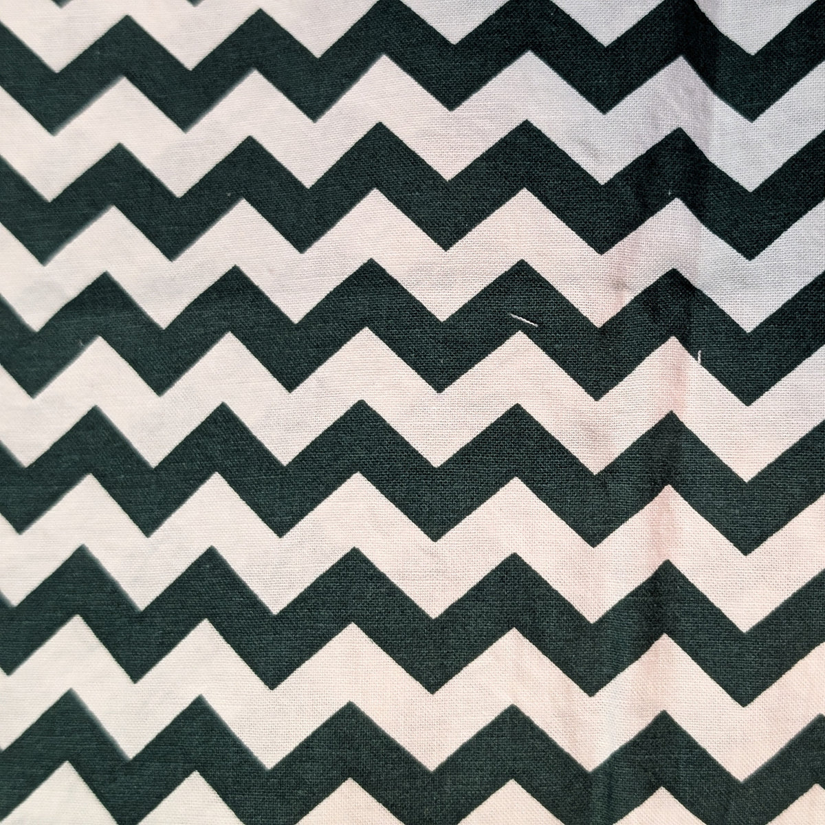 Green Chevron Welding Cap fabric with bold green and white zigzag pattern, handcrafted by HD Welding Hats with FR denim brim, Made in the USA.