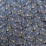 Blue fabric with skulls, motorcycles, paisley, wings, and American flag patterns — used for HD Welding Hats Live To Ride Welding Cap.
