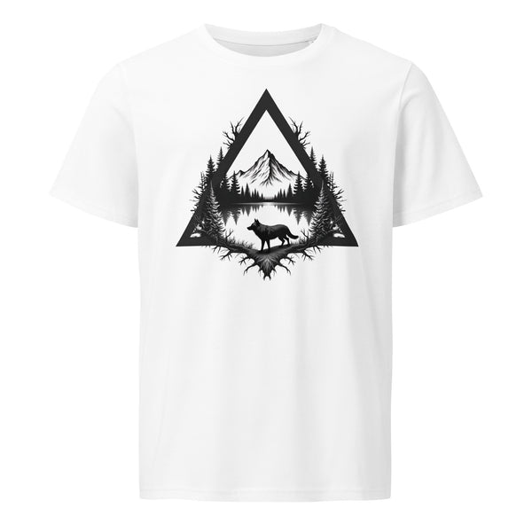 Wolf Scene in heather white tee