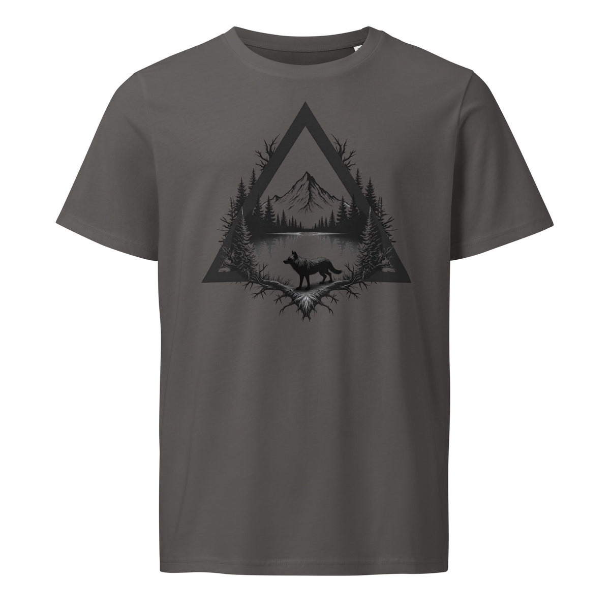 Wolf Scene in heather anthracite tee