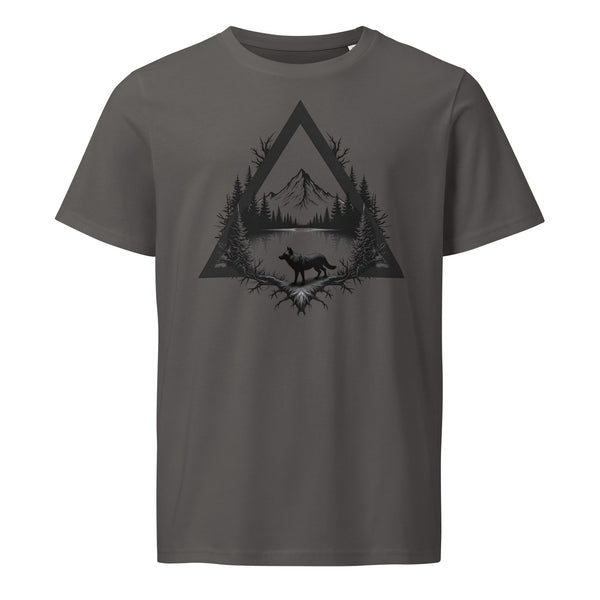 Wolf Scene in heather anthracite tee