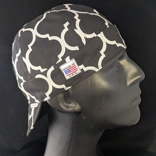 Black Quatrefoil Welding Cap