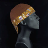 Military 2-Tone Welding Cap with solid brown crown and military print brim, handmade in the USA by HD Welding Hats.