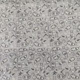 Gray Paisley Bandanna Welding Hat fabric featuring white paisley print on gray cotton, handmade by HD Welding Hats with FR denim brim.
