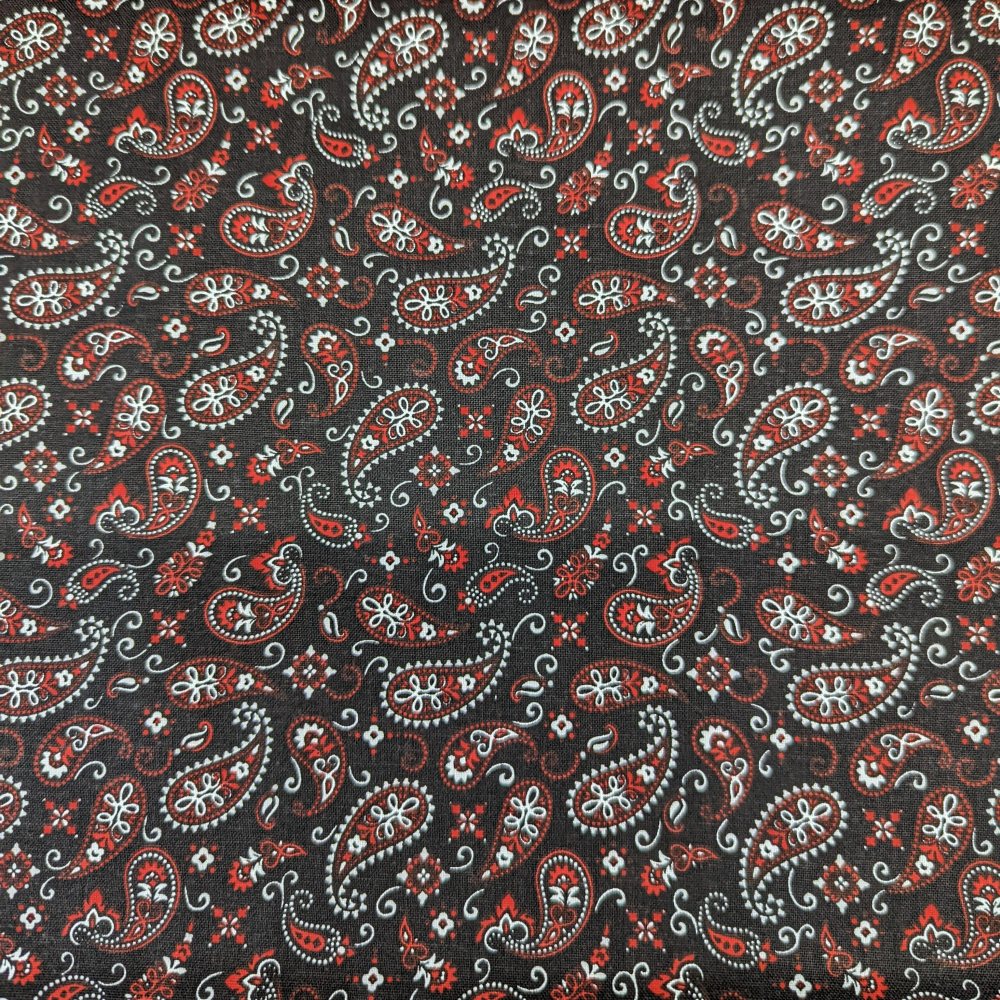 Fabric for theBlack & Red Paisley Bandanna Welding Hat - HD Welding Hats