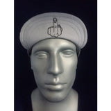 Middle Finger Welding Cap with hidden embroidered hand design under brim, custom solid cotton color, handmade in the USA by HD Welding Hats.