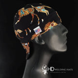 Painted Ponies Welding Hat featuring southwest horse pattern on black cotton, handmade in the USA by HD Welding Hats.