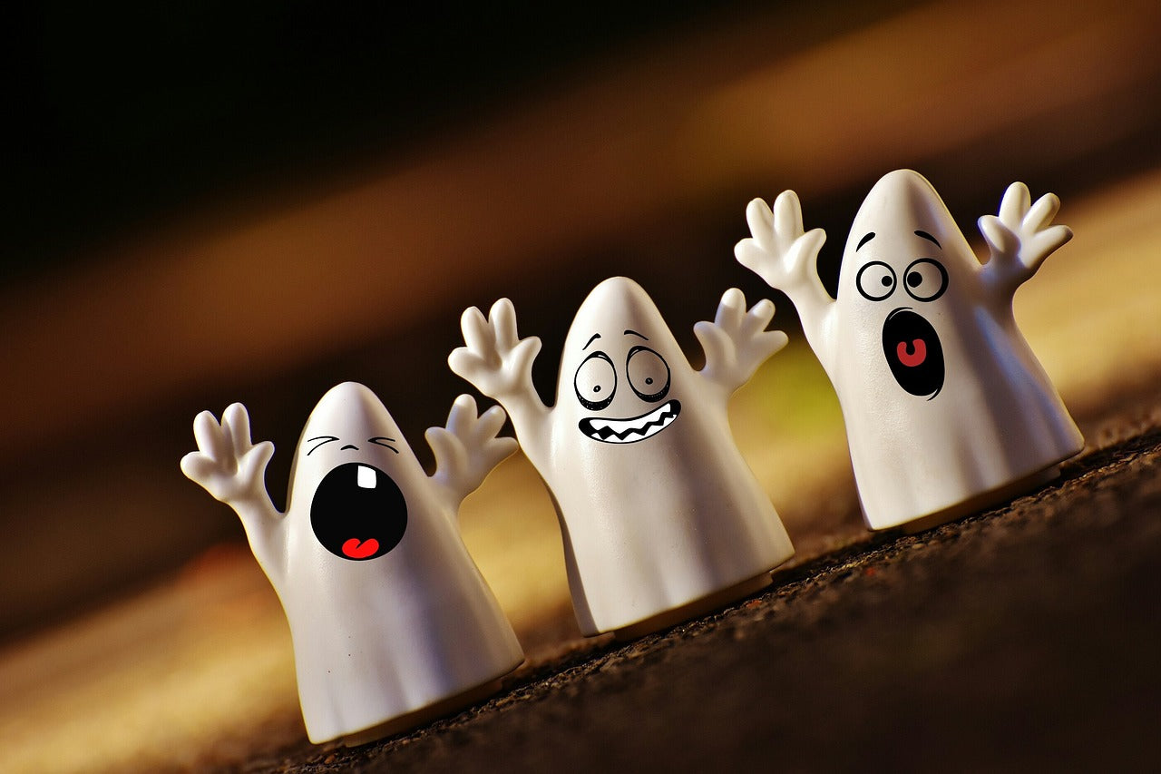 Ghost cartoon image for the Halloween & Christams in July Sale