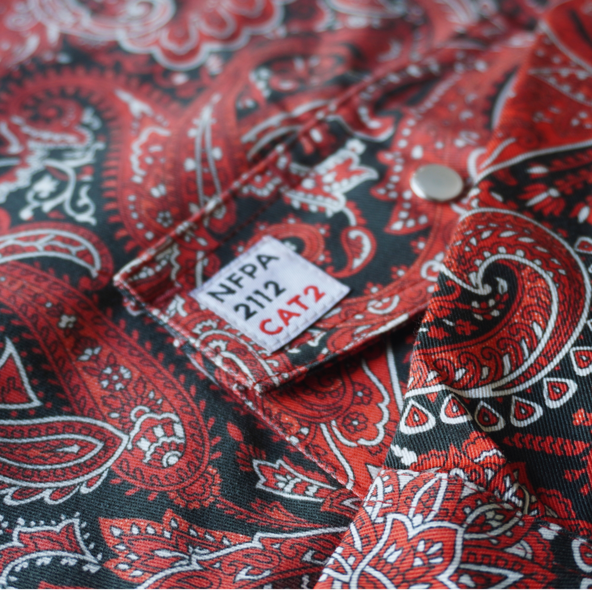 WoahBros Red Paisley FR Cotton Work Shirt