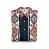 Folded shirt with a geometric pattern on a white background