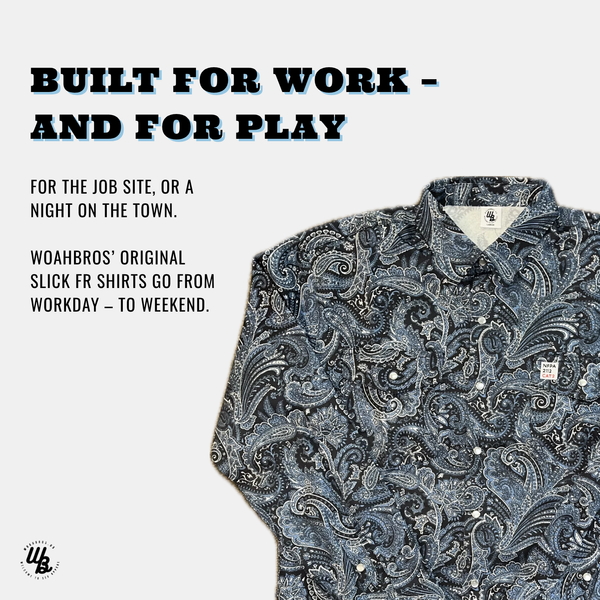 Patterned shirt with promotional text on a white background