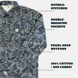 Paisley patterned shirt with text labels on a white background