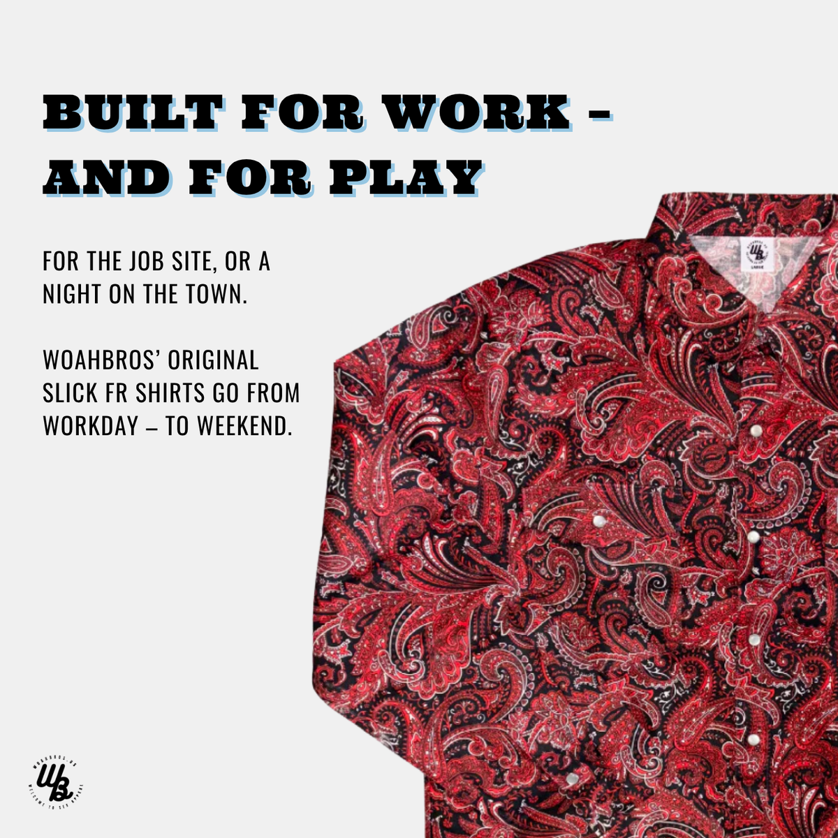 WoahBros Red Paisley FR Cotton Work Shirt