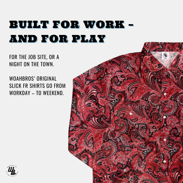 WoahBros Red Paisley FR Cotton Work Shirt