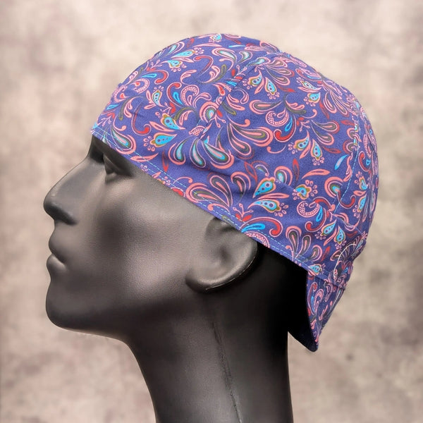 Frontier Paisley - Blueberry Cotton Welding Cap |  HD Welding Hats