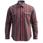 Maroon patterned FR cotton wortk shirt on a white background