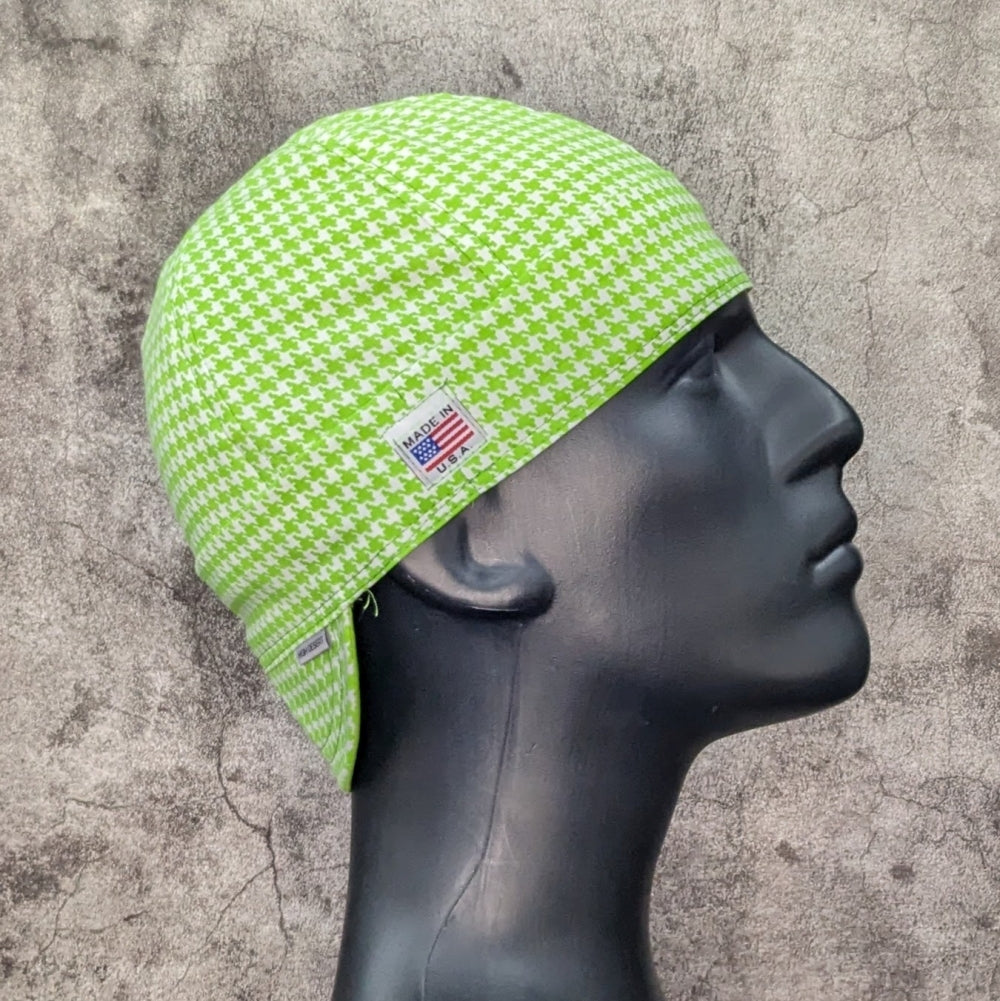 Lime Houndstooth Welding Hat