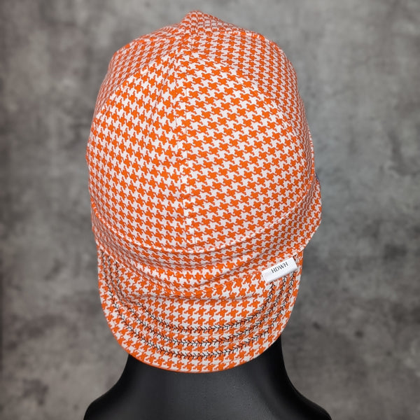 Orange Houndstooth Cotton Welding Cap