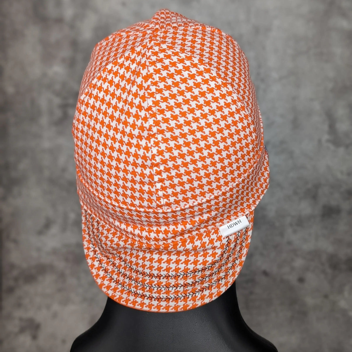 Orange Houndstooth Cotton Welding Cap