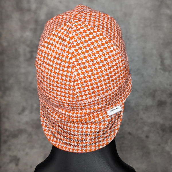 Orange Houndstooth Cotton Welding Cap