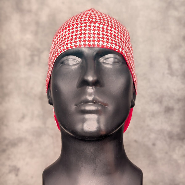Red Houndstooth Cotton Welding Cap