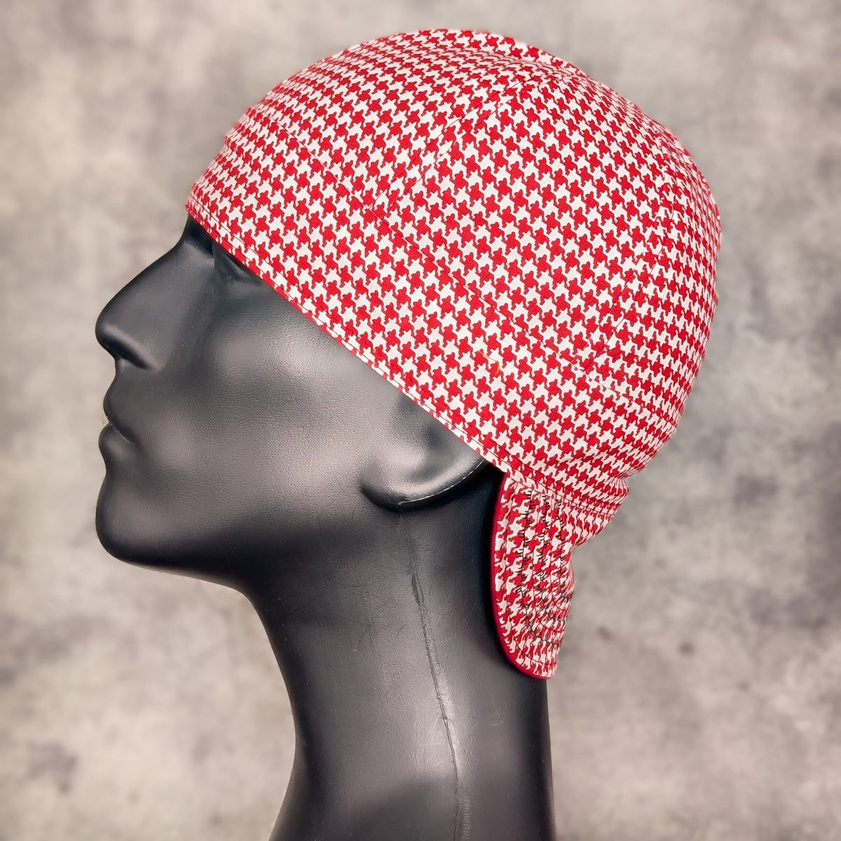 Red Houndstooth Cotton Welding Cap