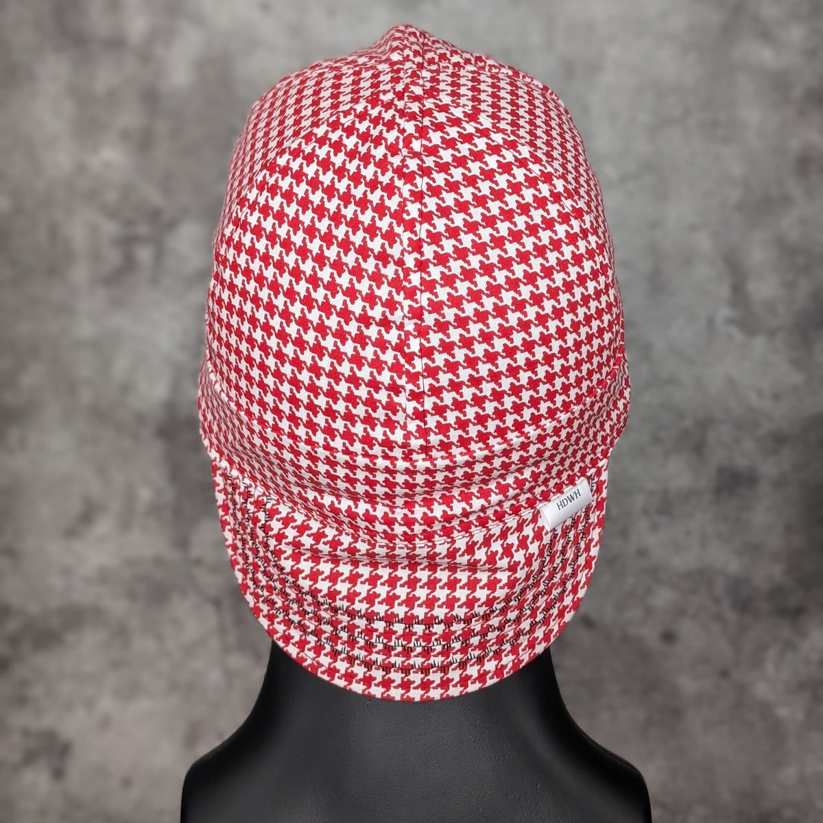 Red Houndstooth Cotton Welding Cap
