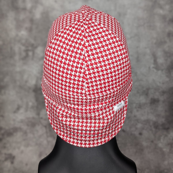 Red Houndstooth Cotton Welding Cap