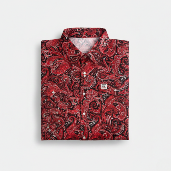 WoahBros Red Paisley FR Cotton Work Shirt