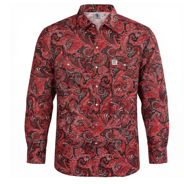 WoahBros Red Paisley FR Cotton Work Shirt