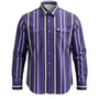 Purple and white striped shirt on a white background