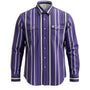 Purple and white striped shirt on a white background
