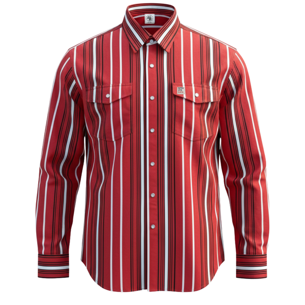 Red and white striped shirt on a white background