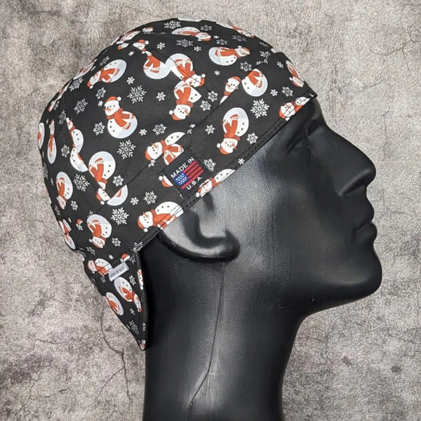Snowman on Black Cotton Welding Cap |  HD Welding Hats