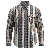 Long-sleeve FR cotton work shirt with a pattern on a white background