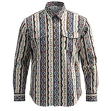 Long-sleeve FR cotton work shirt with a pattern on a white background