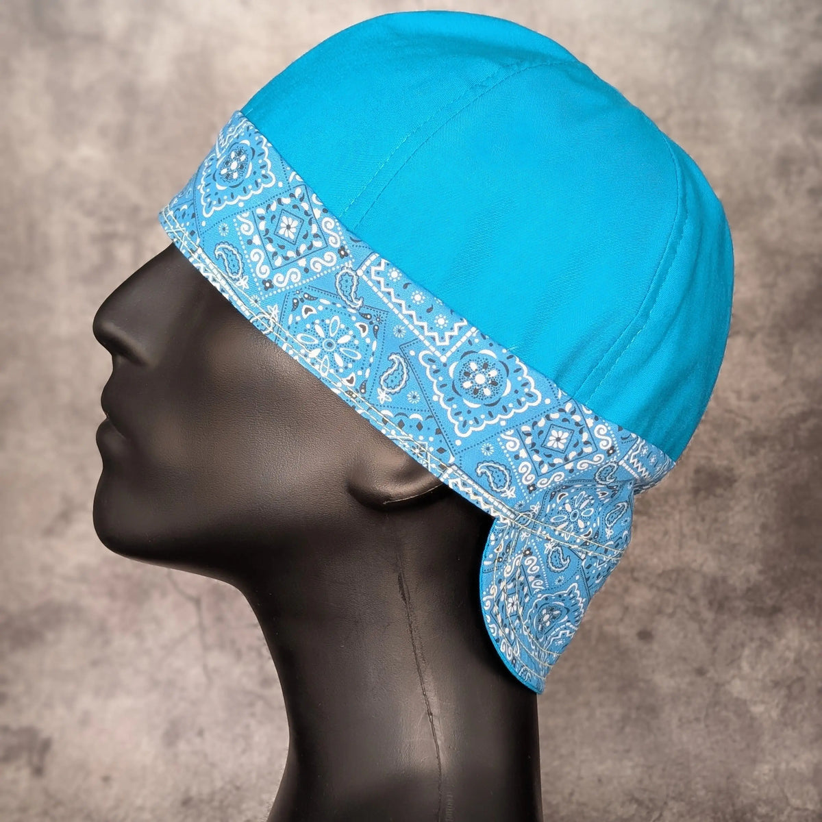 Turquoise Bandanna 2 Tone Cotton Welding Cap |  HD Welding Hats