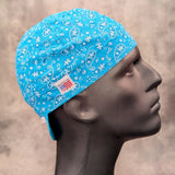 Turquoise Paisley Bandanna Welding Cap |  HD Welding Hats