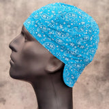 Turquoise Paisley Bandanna Welding Cap |  HD Welding Hats
