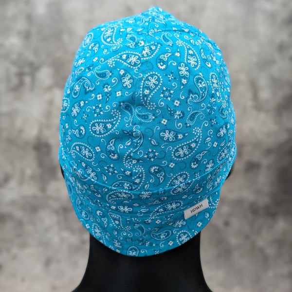 Turquoise Paisley Bandanna Welding Cap |  HD Welding Hats