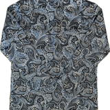 Short-sleeve shirt with a detailed paisley pattern on a white background