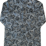Short-sleeve shirt with a detailed paisley pattern on a white background