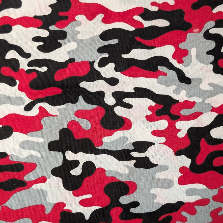 Black & Red Camo welding cap fabric