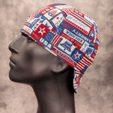 Mannequin head wearing the Liberty cotton welding cap made by HD Welding Hats